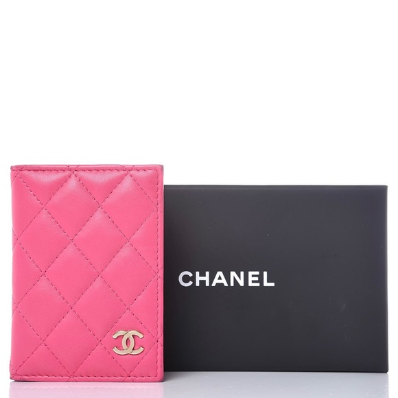 CHANEL Lambskin Quilted Card Holder Wallet Fuchsia - Picture 9 of 10